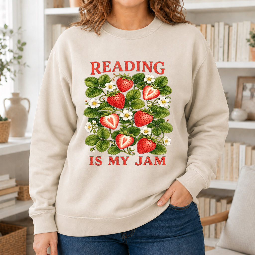 Reading Is My Jam Crewneck Sweatshirt | Reader Gift Sand