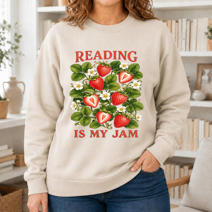 Reading Is My Jam Crewneck Sweatshirt | Reader Gift Sand