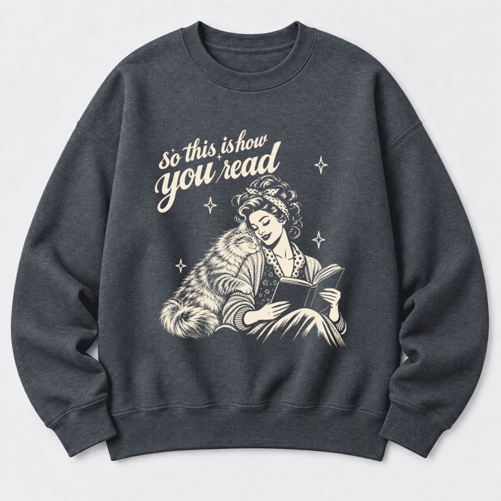 How You Read Siberian Softstyle Sweatshirt | Cozy Cat Lover Reader Gift Dark Heather