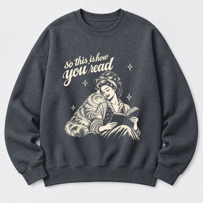 How You Read Siberian Softstyle Sweatshirt | Cozy Cat Lover Reader Gift Dark Heather