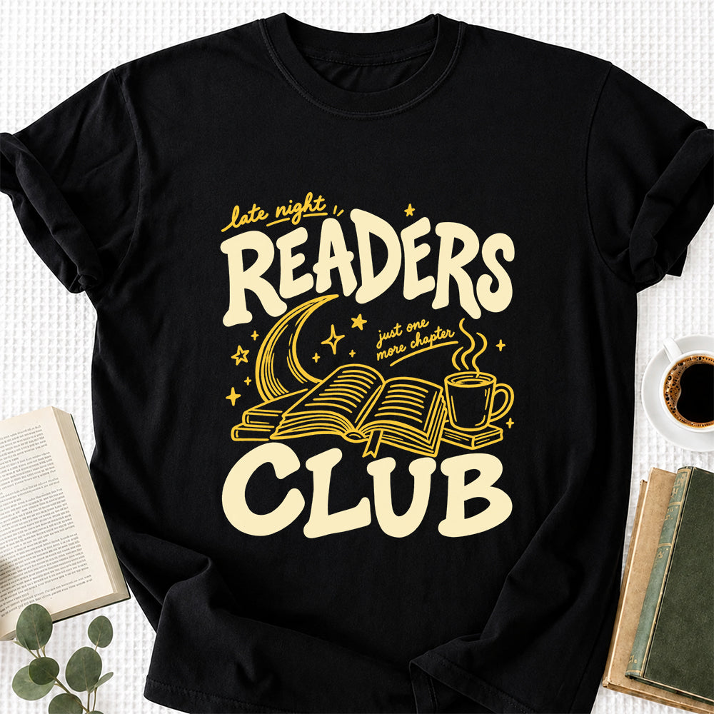 Late Night Readers Club Softstyle T-Shirt | Book Lover Gift Black