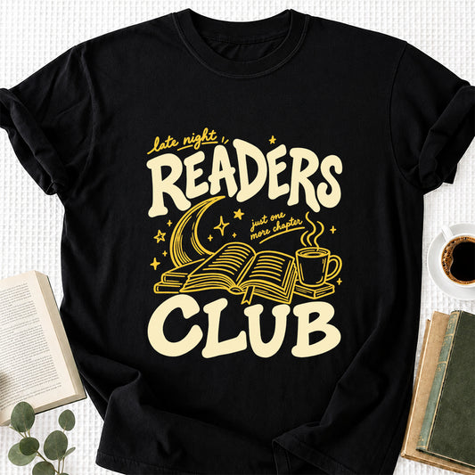 Late Night Readers Club Softstyle T-Shirt | Book Lover Gift Black