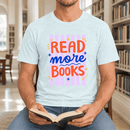 Read More Books Ultra-Soft Cotton T-Shirt | Reader Gift Heather Ice Blue