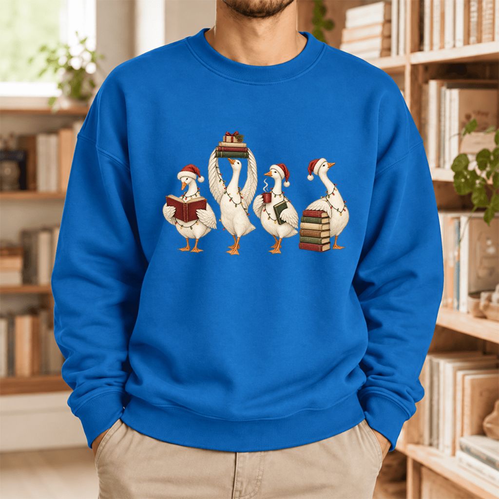 Christmas Reading Ducks Softstyle Sweatshirt | Christmas Book Lover Gift Royal