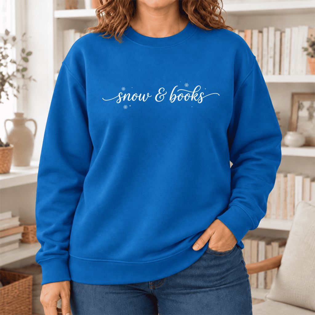 Snow & Books Softstyle Sweatshirt | Christmas Book Lover Gift Royal