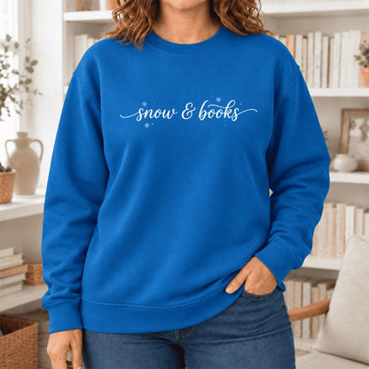 Snow & Books Softstyle Sweatshirt | Christmas Book Lover Gift Royal