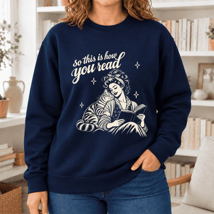 How You Read American Shorthair Softstyle Sweatshirt | Cozy Cat & Book Lover Gift Navy
