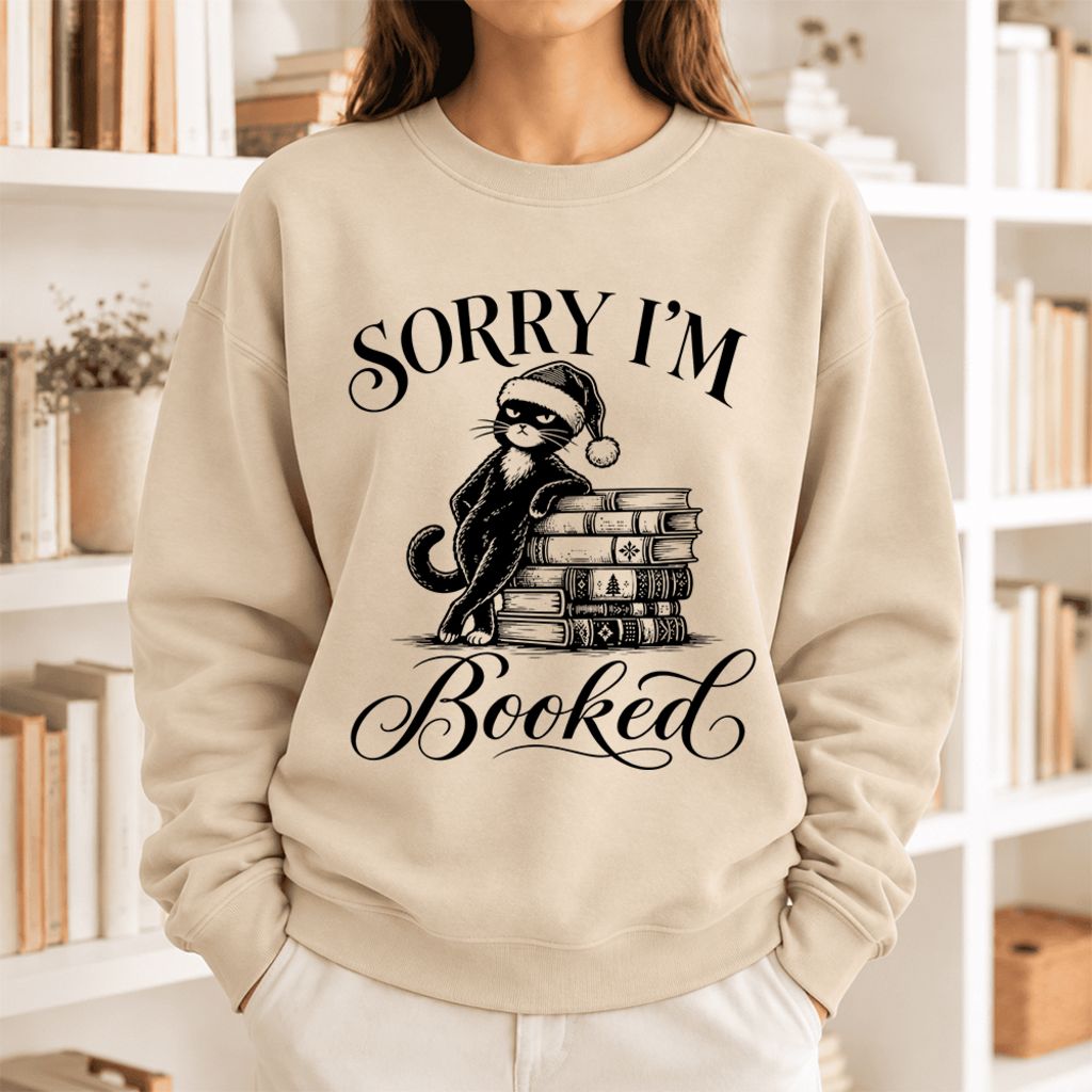 Sorry I'M Booked Softstyle Sweatshirt | Christmas Book Lover Gift Sand