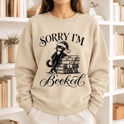 Sorry I'M Booked Softstyle Sweatshirt | Christmas Book Lover Gift Sand