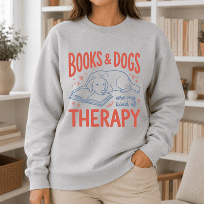 Give Me Books & Dogs Crewneck Sweatshirt | Dog Lover & Reader Gift Sport Grey