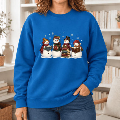 Bookish Snowman Club Softstyle Sweatshirt | Christmas Book Lover Gift Royal
