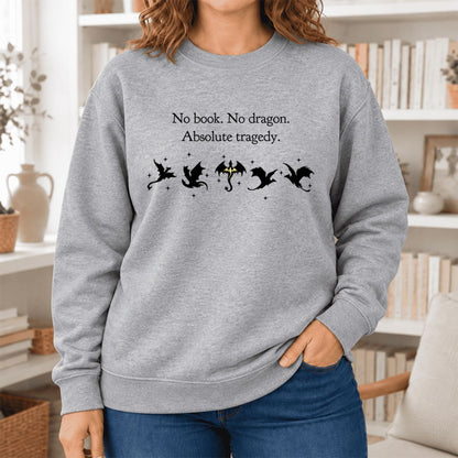 No Book, No Dragon Softstyle Sweatshirt | Fantasy Reader Gift Sport Grey