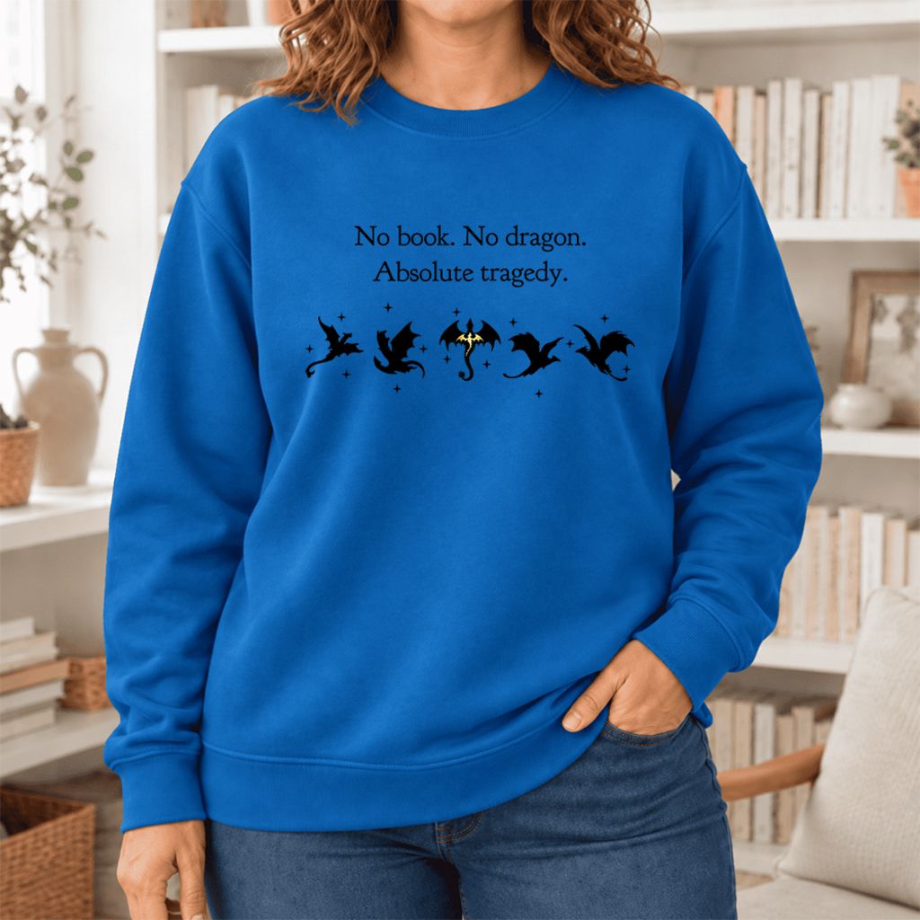 No Book, No Dragon Softstyle Sweatshirt | Fantasy Reader Gift Royal