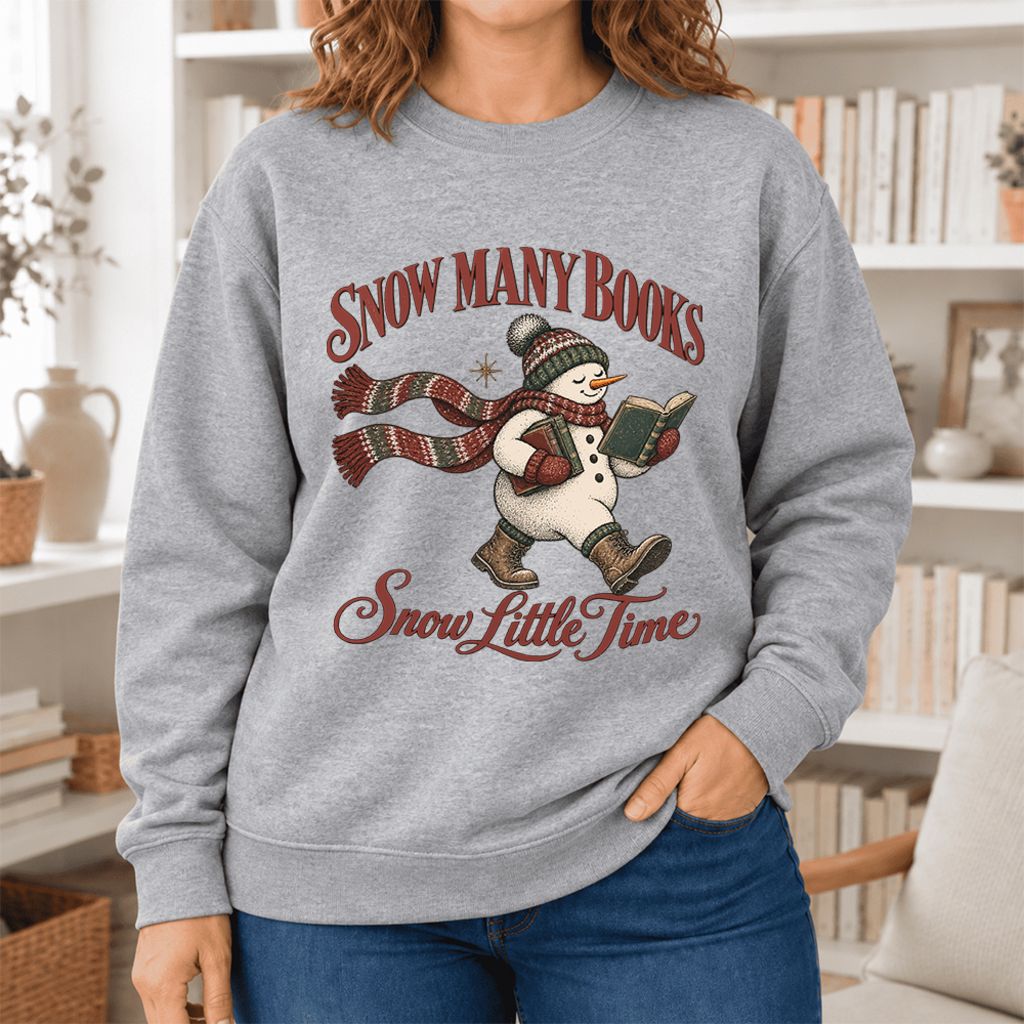 Snow Many Books Snow Little Time Softstyle Sweatshirt | Christmas Reader Gift Sport Grey