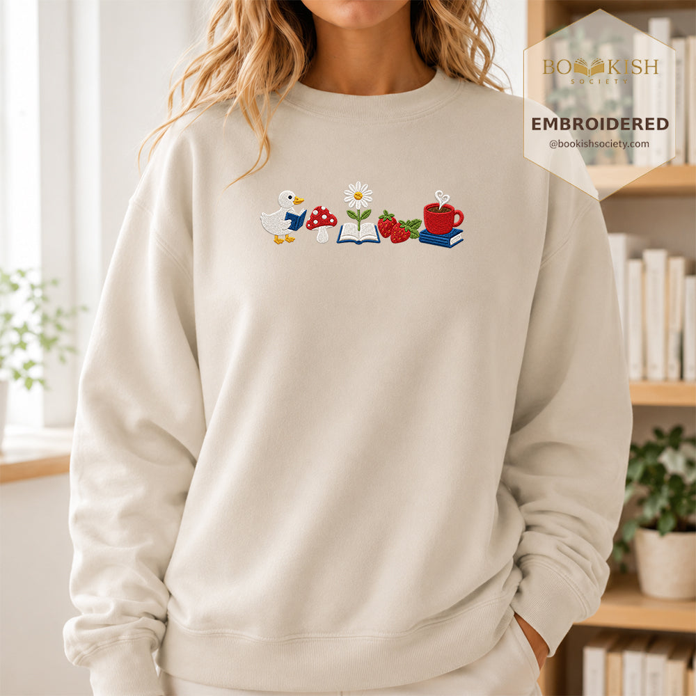 Duck Mushroom Embroidered Sweatshirt | Reader Gift Sand