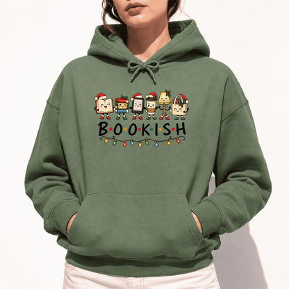 Christmas Bookish Things Softstyle Hoodie | Christmas Gift For Readers Military Green