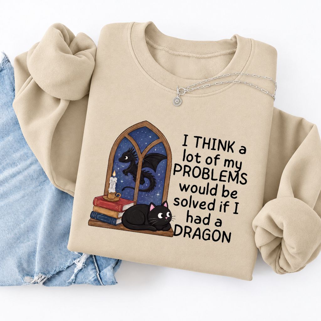 If I Could Have A Dragon Softstyle Sweatshirt | Fantasy Book Lover Gift Sand