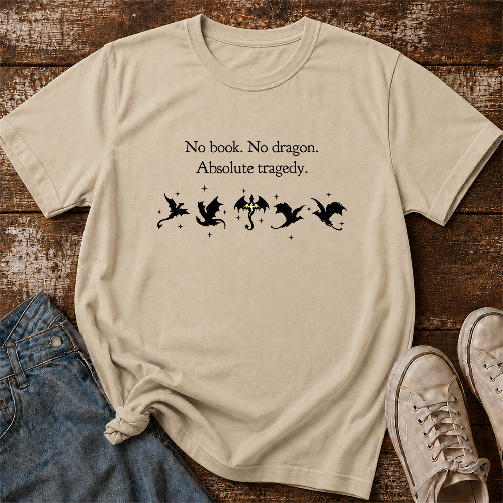 No Book No Dragon Softstyle T-Shirt | Book Lover Gift Sand