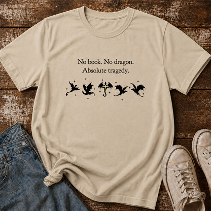 No Book No Dragon Softstyle T-Shirt | Book Lover Gift Sand