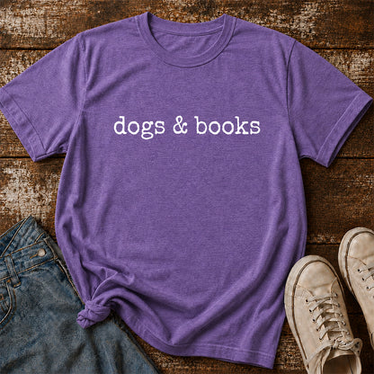 Dogs & Books Sport Cotton T-Shirt | Dog Lover & Reader Gift Heather Purple