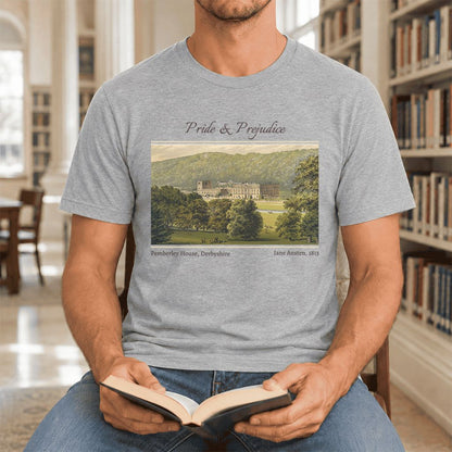 Pemberley House Pride And Prejudice Ultra-Soft Cotton T-Shirt | Gift Athletic Heather