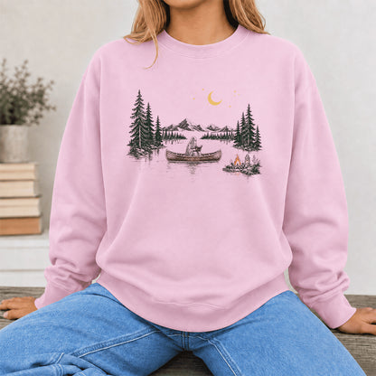 Reading Ghost On The Boat Printed Sweatshirt | Halloween Reader Gift Light Pink