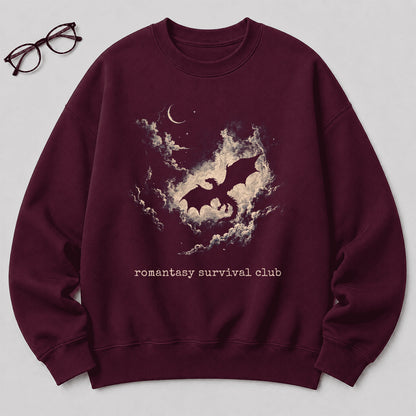 Dark Fantasy Dragon Clouds Crewneck Sweatshirt | Reader Gift Maroon