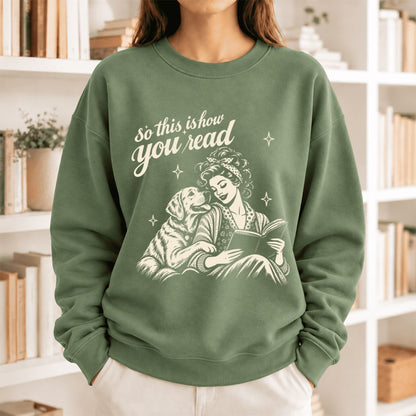 How You Read Labrador Retriever Softstyle Sweatshirt | Cozy Dog Mom Reader Gift Military Green