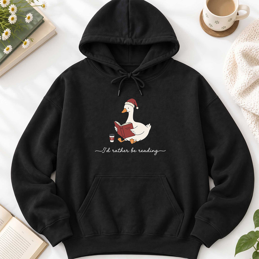 I'd Rather Be Reading Softstyle Hoodie | Christmas Book Lover Gift Black