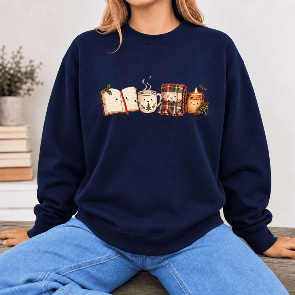 Christmas Cozy Club Softstyle Sweatshirt | Christmas Reader Gift Navy
