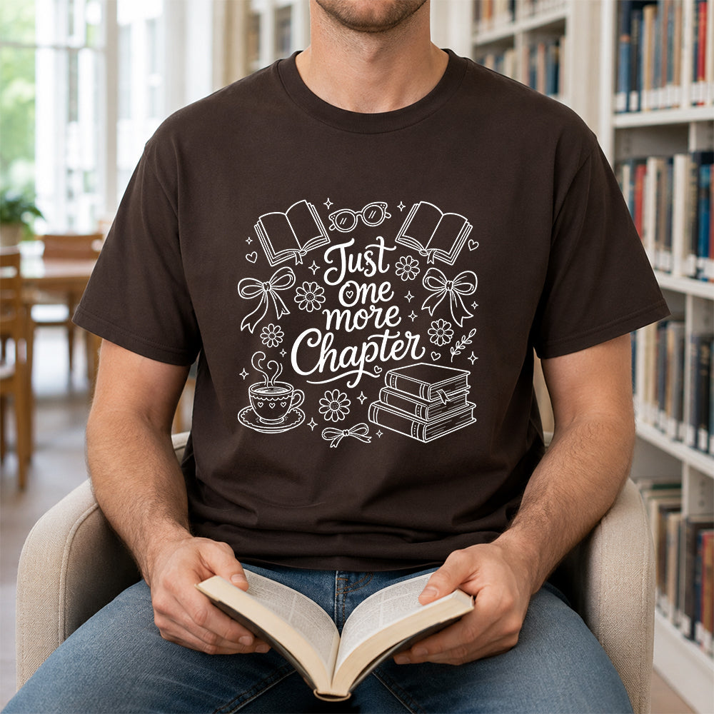 Just One More Chapter Softstyle T-Shirt | Book Lover Gift Dark Chocolate