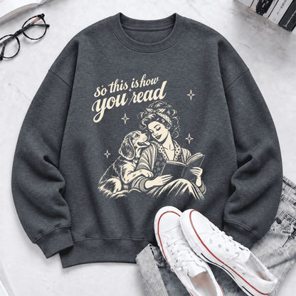 How You Read Beagle Softstyle Sweatshirt | Cozy Dog Mom Reader Gift Dark Heather