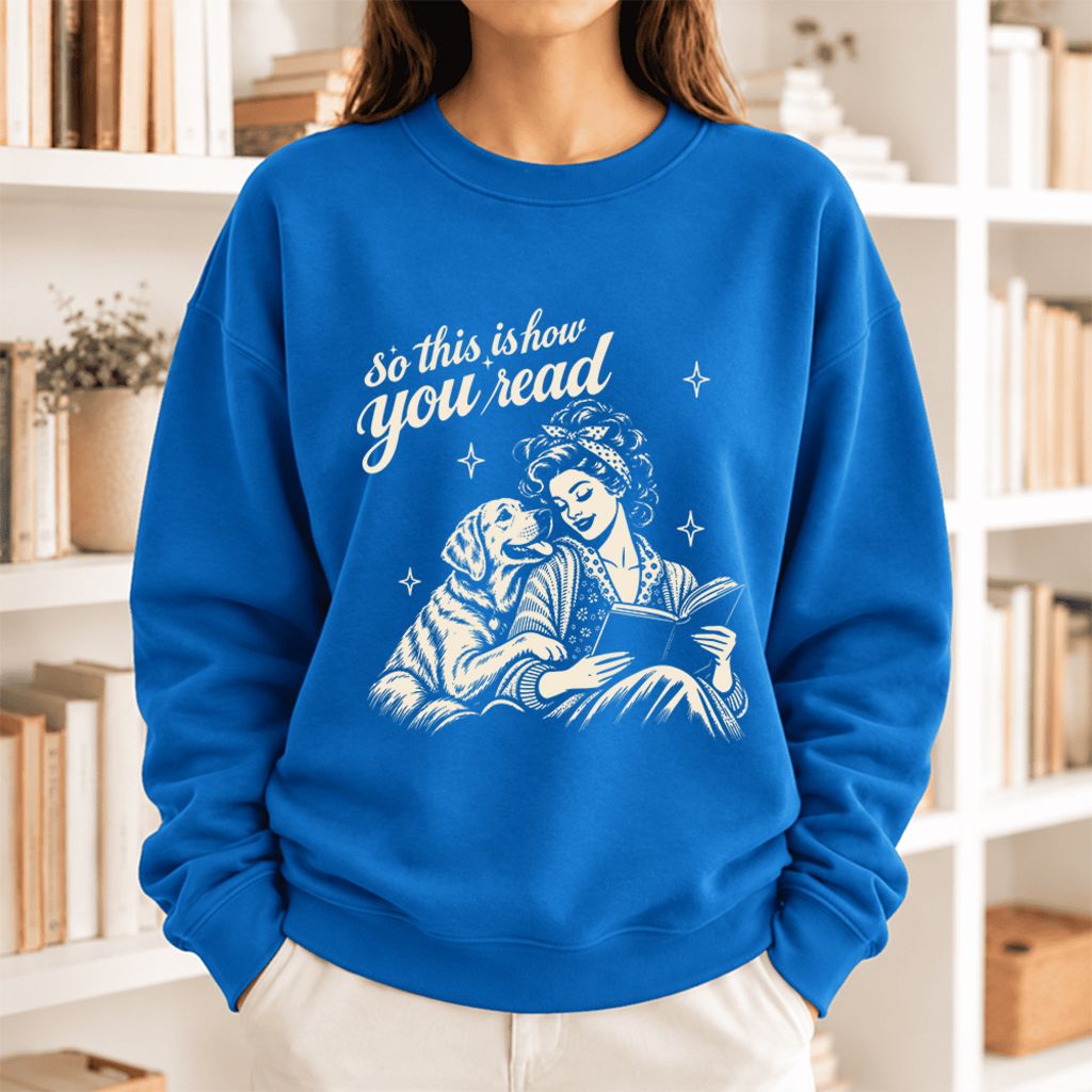 How You Read Labrador Retriever Softstyle Sweatshirt | Cozy Dog Mom Reader Gift Royal