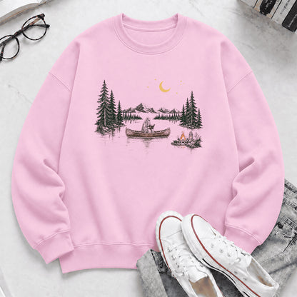 Reading Ghost On The Boat Printed Sweatshirt | Halloween Reader Gift Light Pink