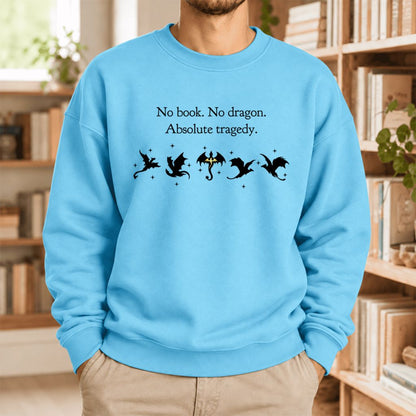 No Book, No Dragon Softstyle Sweatshirt | Fantasy Reader Gift Sky