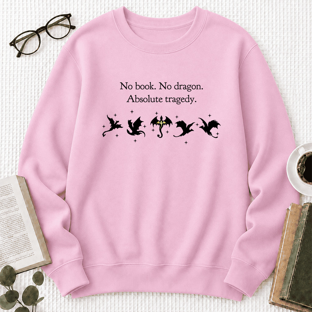 No Book No Dragon Crewneck Sweatshirt | Reader Gift Light Pink