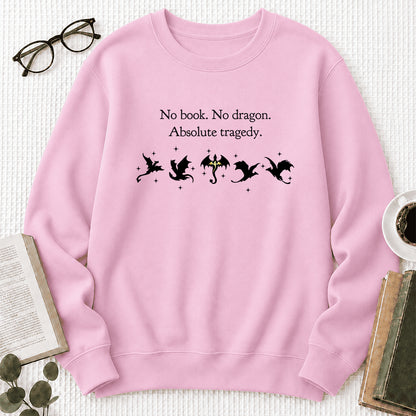 No Book No Dragon Crewneck Sweatshirt | Reader Gift Light Pink