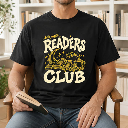 Late Night Readers Club Softstyle T-Shirt | Book Lover Gift Black