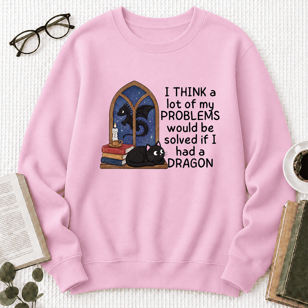If I Could Have A Dragon Crewneck Sweatshirt | Reader Gift Light Pink