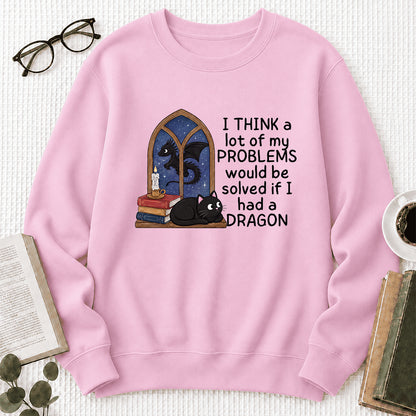 If I Could Have A Dragon Crewneck Sweatshirt | Reader Gift Light Pink