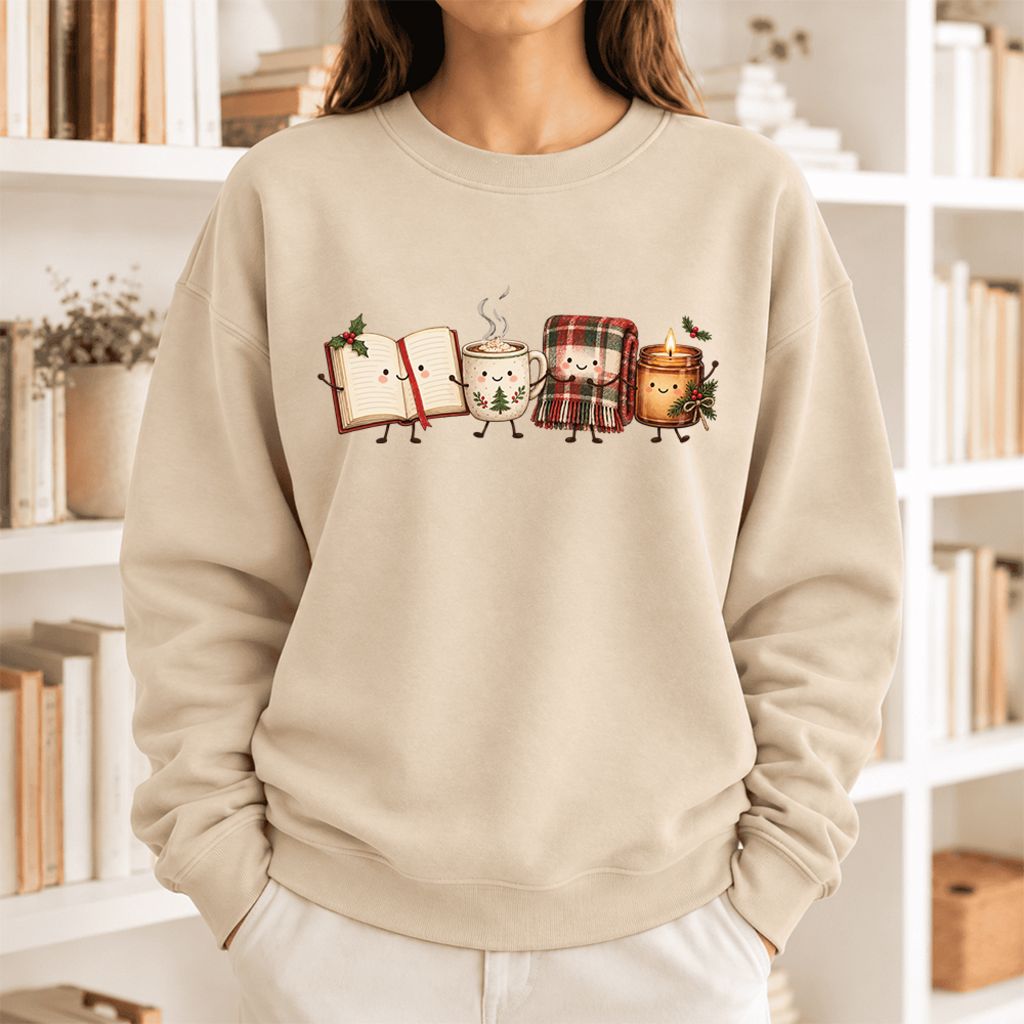 Christmas Cozy Club Softstyle Sweatshirt | Christmas Reader Gift Sand