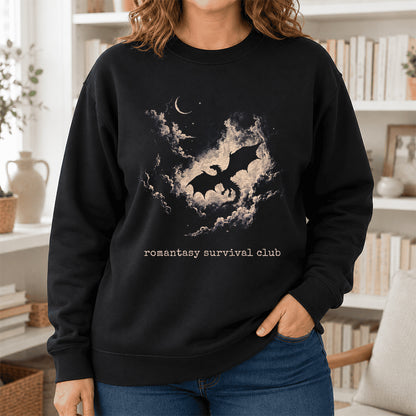 Dark Fantasy Dragon Clouds Crewneck Sweatshirt | Reader Gift Black