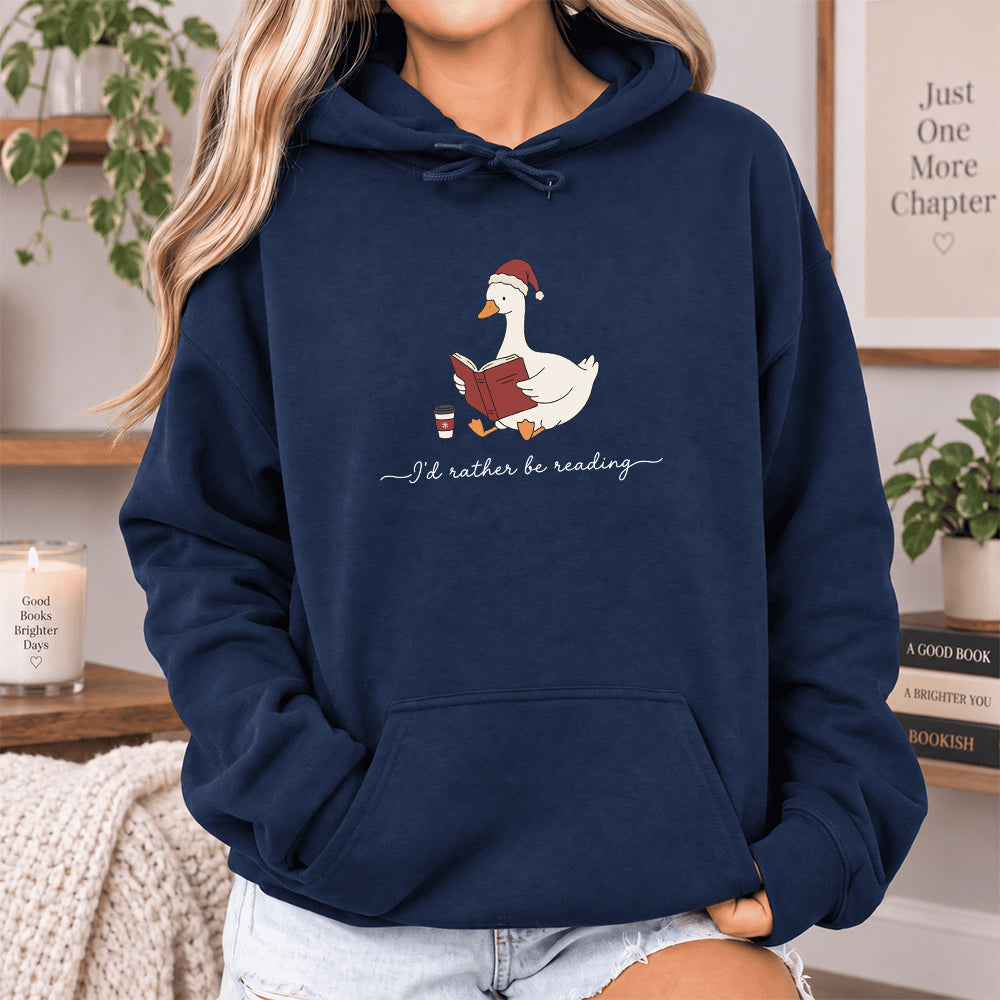 I'd Rather Be Reading Softstyle Hoodie | Christmas Book Lover Gift Navy
