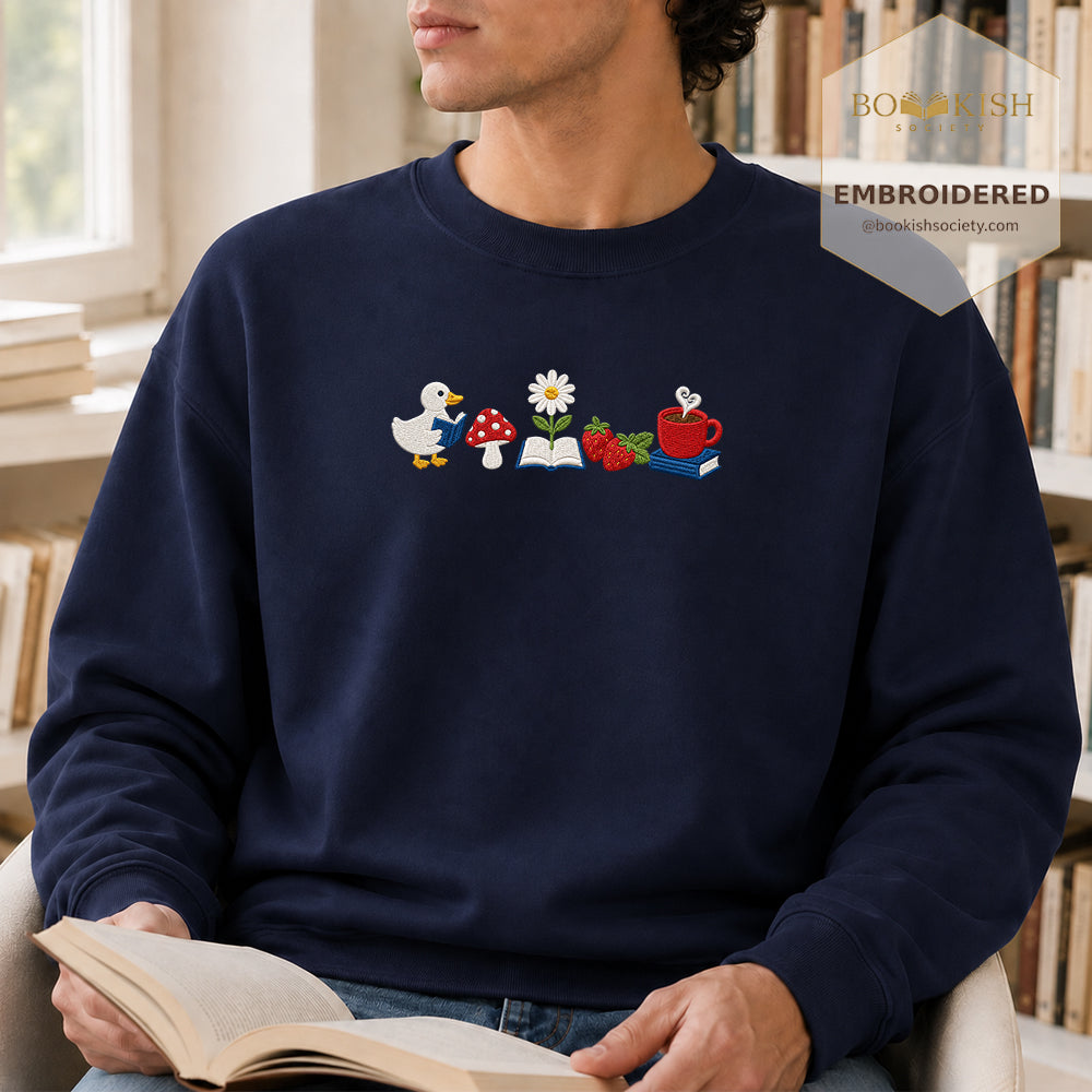 Duck Mushroom Embroidered Sweatshirt | Reader Gift Navy