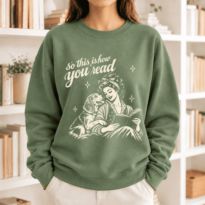 How You Read Beagle Softstyle Sweatshirt | Cozy Dog Mom Reader Gift Military Green