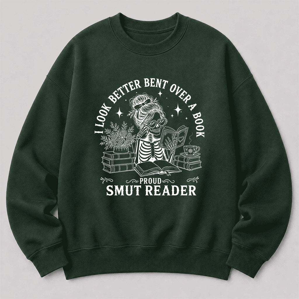 I Look Better Bend Over A Book Crewneck Sweatshirt | Reader Gift Forest Green