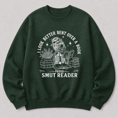 I Look Better Bend Over A Book Crewneck Sweatshirt | Reader Gift Forest Green