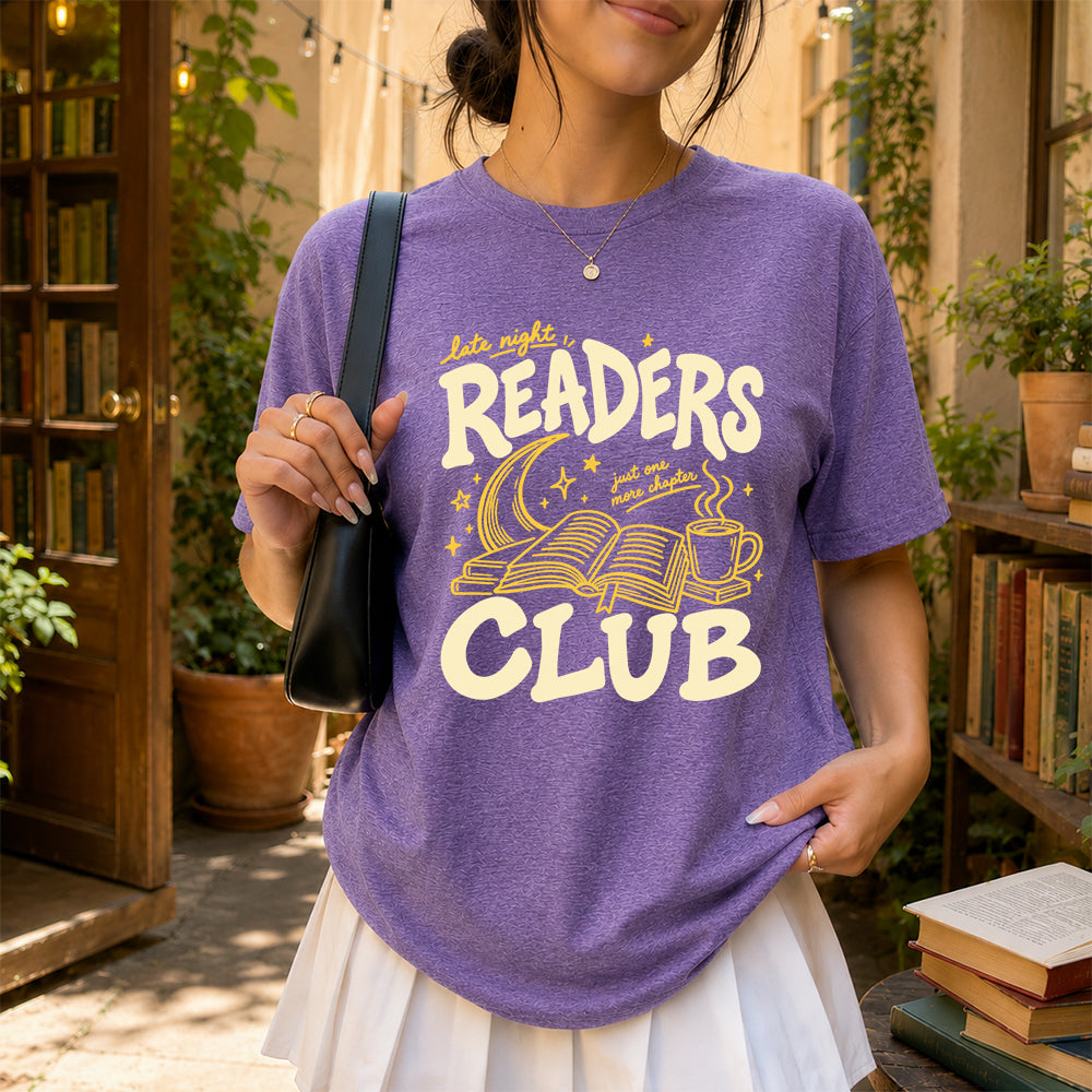 Late Night Readers Club Softstyle T-Shirt | Book Lover Gift Late Night Readers Club Softstyle T-Shirt | Book Lover Gift Heather Purple
