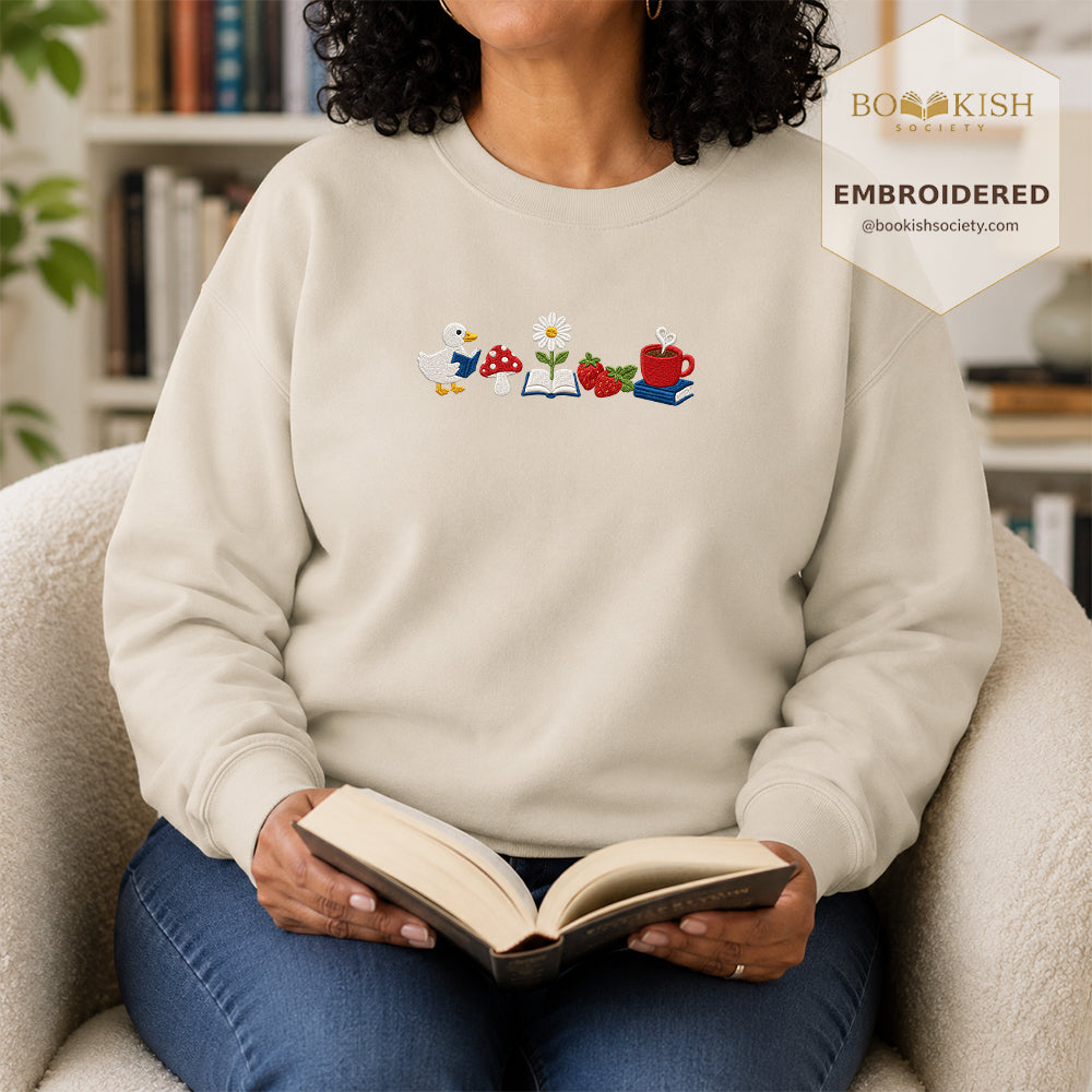 Duck Mushroom Embroidered Sweatshirt | Reader Gift Sand