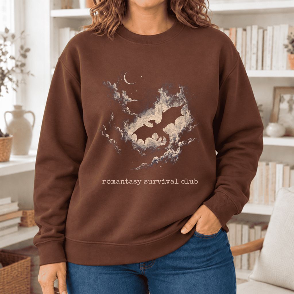 Romantasy Survival Club Softstyle Sweatshirt | Fantasy Reader Gift Cocoa